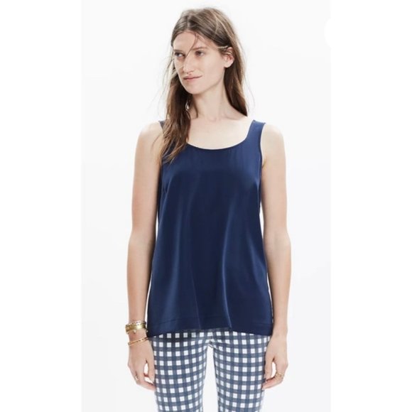 MADEWELL Silk Lookout Bow Back Tank Top XS - Picture 2 of 7